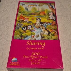 Sunsout Sharing kitten 300 piece puzzle, original shrink wrapped New